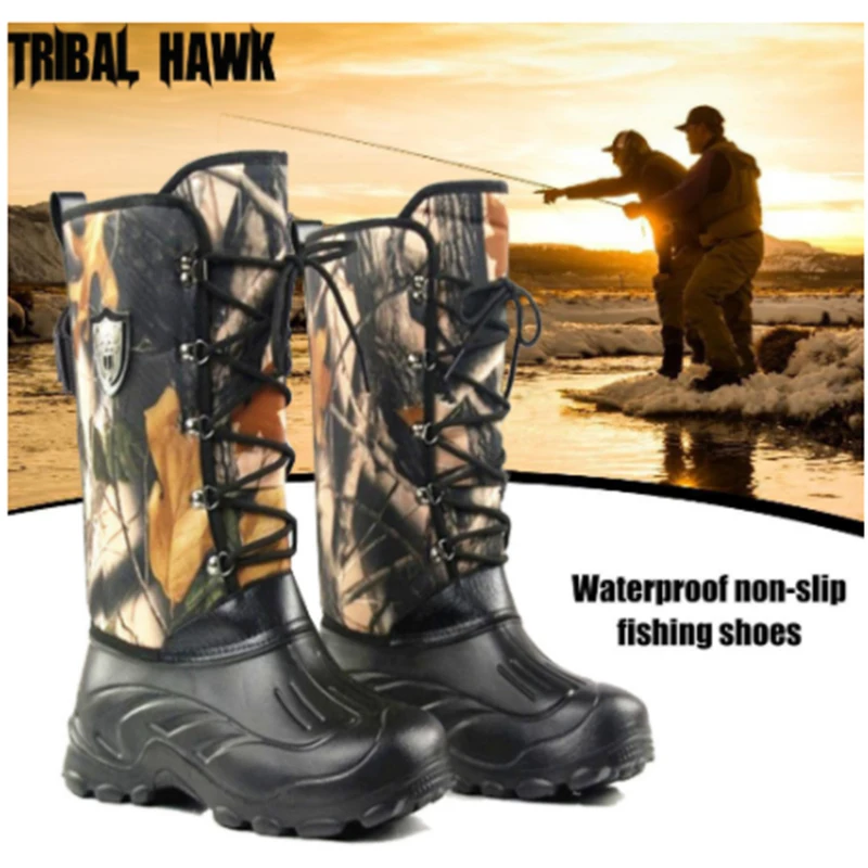 

Waterproof Non-slip Fishing Shoes Autumn Winter Velvet Warm Fishing Waders Outdoor Hiking Hunting Camouflage Snow Boots