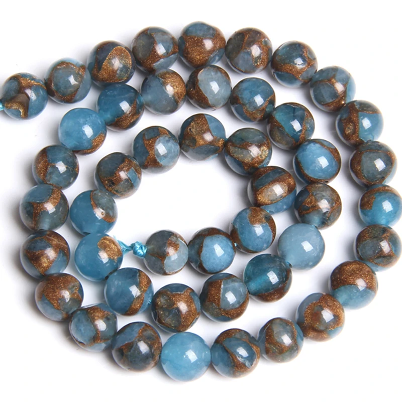 Бусины из натурального жемчуга небесно голубого перегородчатого камня Гладкие