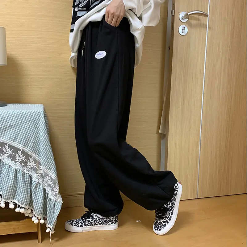

women Pink Sweatpants Women Korean Style Sports Pants Baggy Plus Size Spring Harajuku Gray Loose Trousers Straight Pants Girls