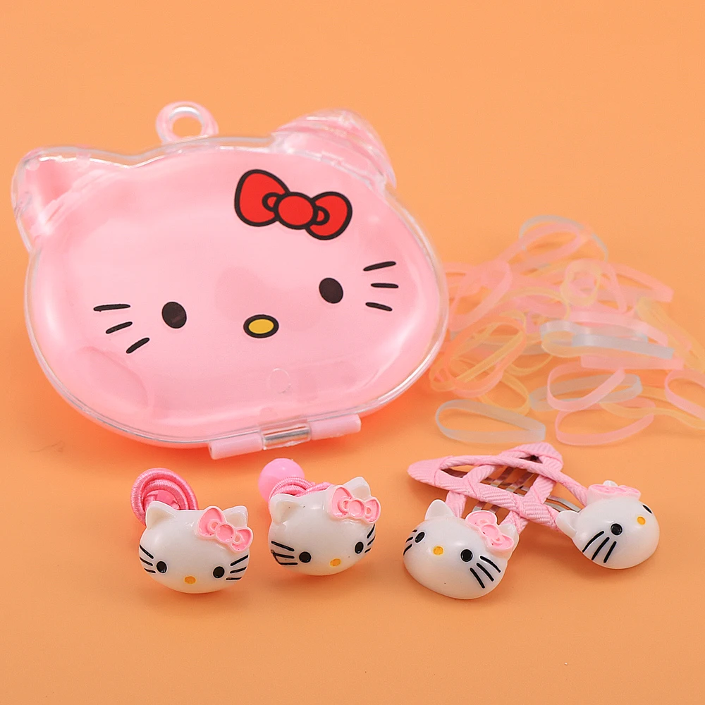 Горячая Распродажа hello kitty заколки для волос эластичные резинки для волос набор для девочек акриловые Мультяшные медведи кролик кошачьи заколки, аксессуары