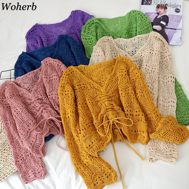 Woherb Sweaters Women Streetwear Knitted Pullover Angel Jacquard Fashion Hip Hop Spring Autumn Harajuku Oversized Outwear Jumper long sweater