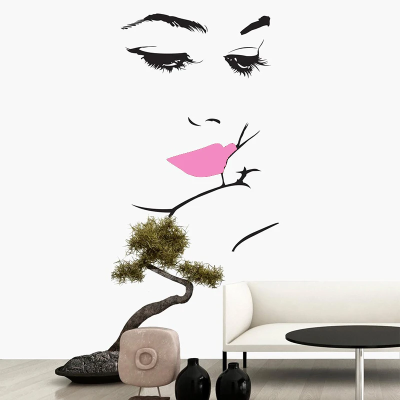 Модная одежда для девочек Face Beauty салонная Наклейка на стену губы рука виниловые