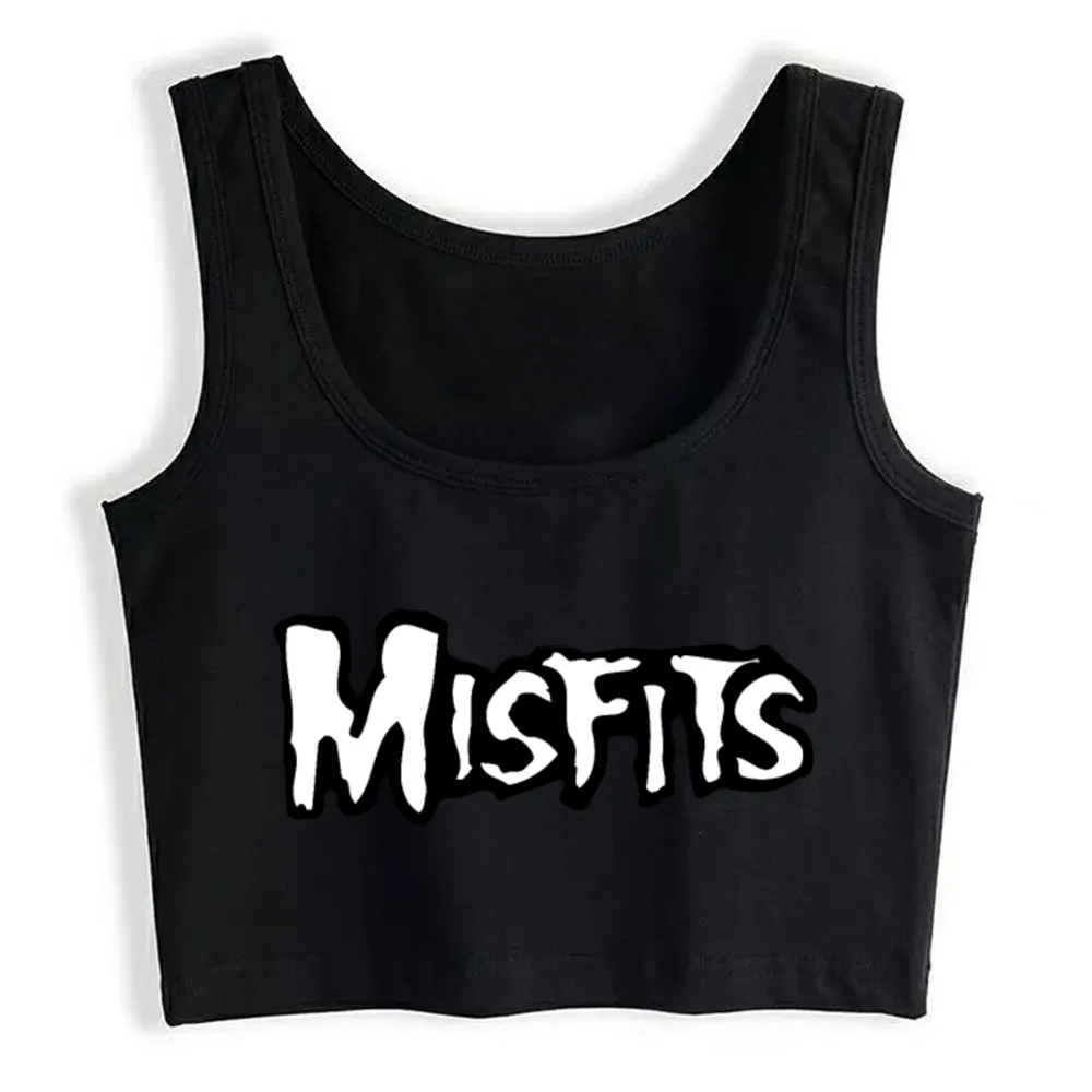 

Укороченный женский топ Misfits кавайные черные хлопковые топы для женщин