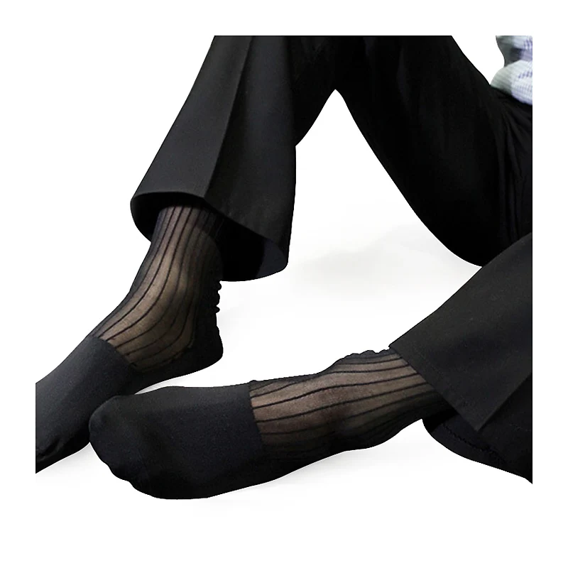 Мужские классические шелковые прозрачные носки мужские в полоску для старой