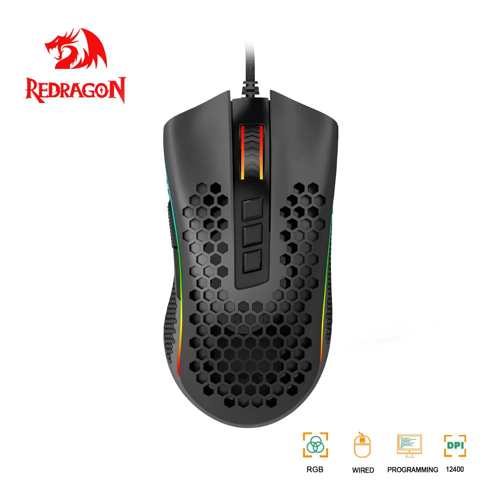 Мышь игровая Redragon Storm M808 Проводная с RGB подсветкой, 12400 DPI, 9 кнопок - изображение