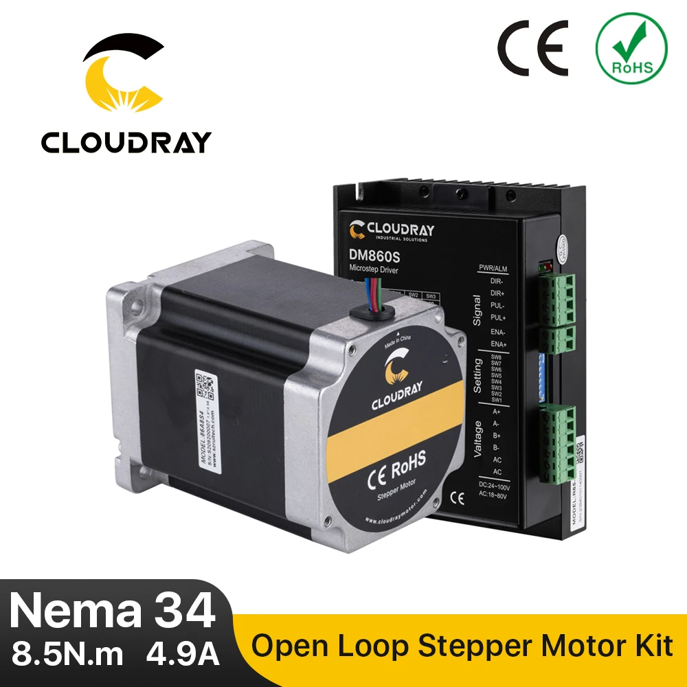 Драйвер шагового двигателя Cloudray Nema 34 комплект с открытым контуром 8 5 нм 4 9 А DM860S 2