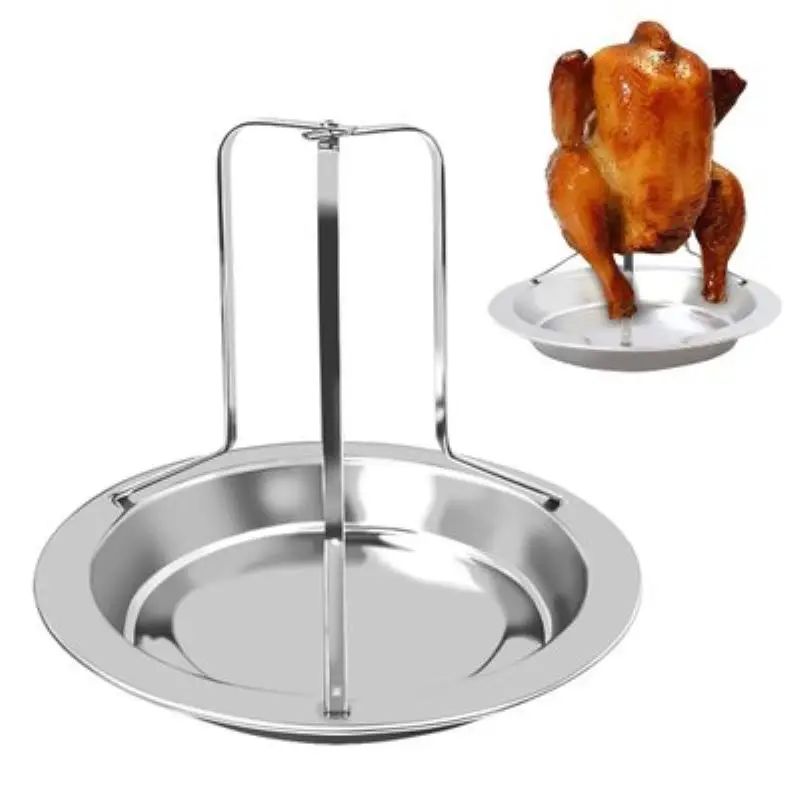 

Stainless Steel Roast Chicken Tray Kitchen Tool Outdoor Barbecue Tools Baking Nonstick Oven Stand BBQ Rack Chicken Duck Holder