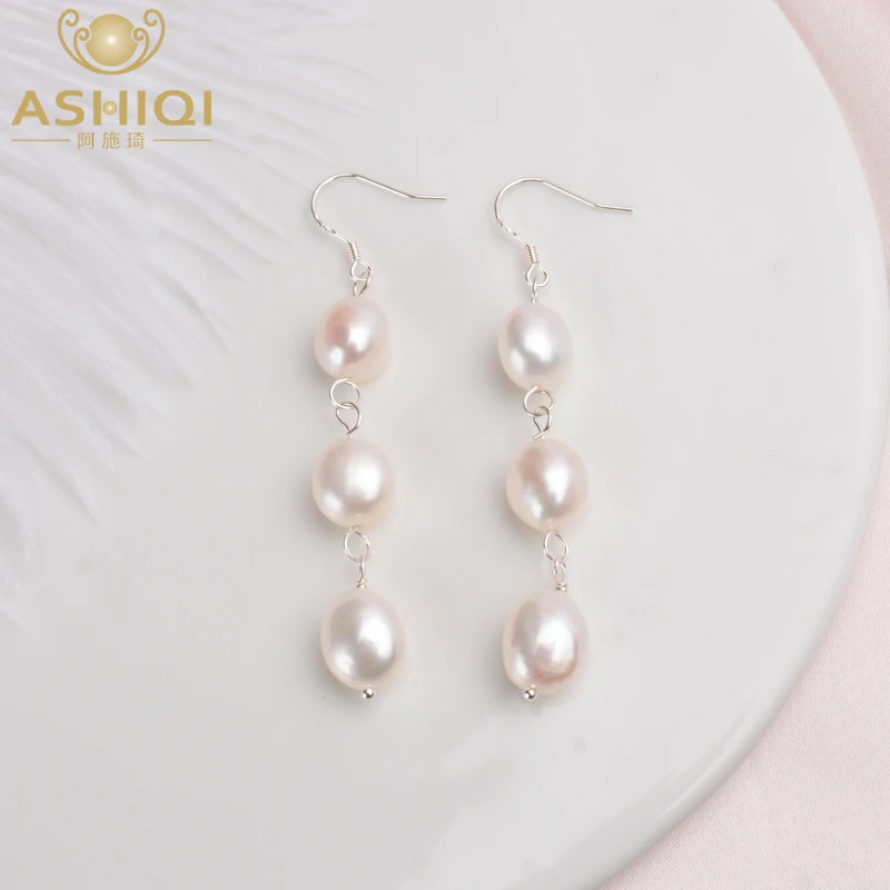 

Женские длинные серьги из серебра 925 пробы с натуральным барочным жемчугом