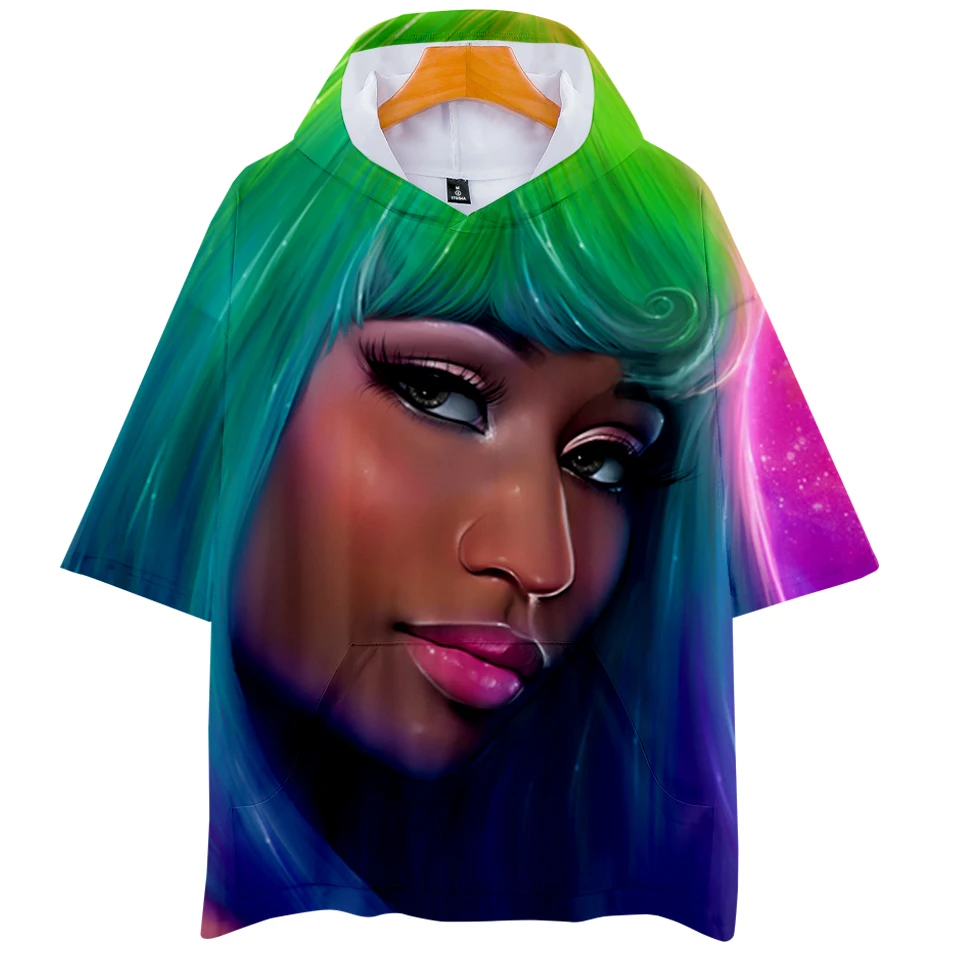 FRDUN TOMMY Nicki Minaj 3D Pop Short Sleeve Hoodie Women Soft Fashion Autumn Warm Hip Hop Hoodies Clothes 4XL | Мужская одежда