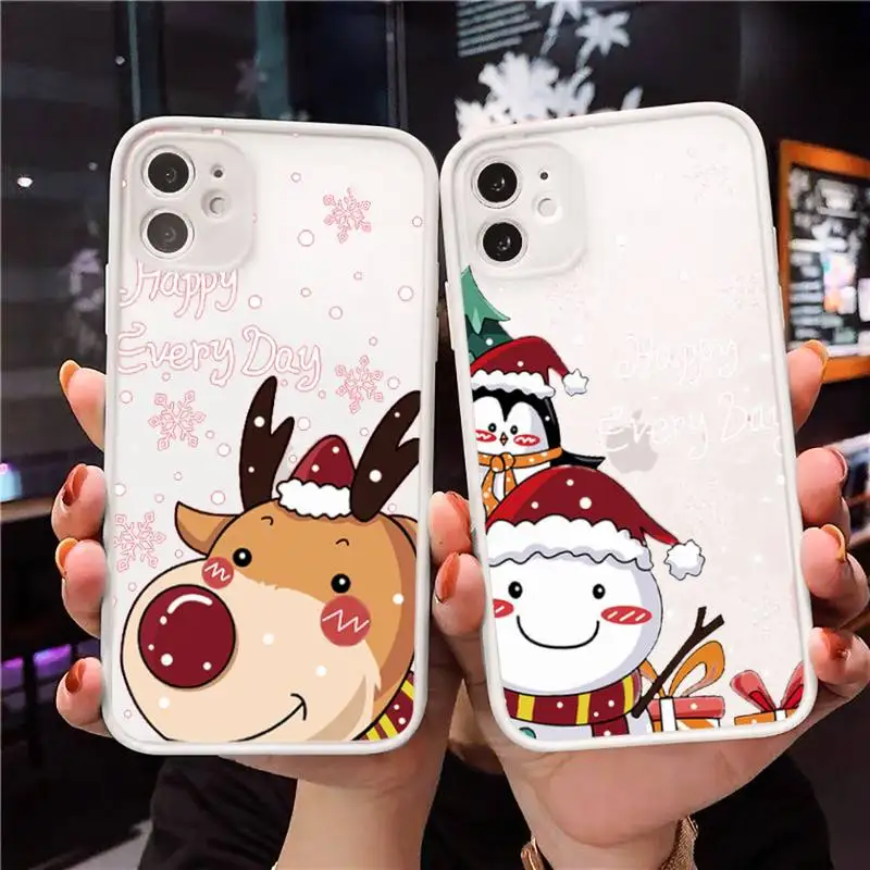 

Merry Christmas Phone Case Clear matte transparent For white iPhone 7 8 x xs xr 11 12 pro plus max mini Funda