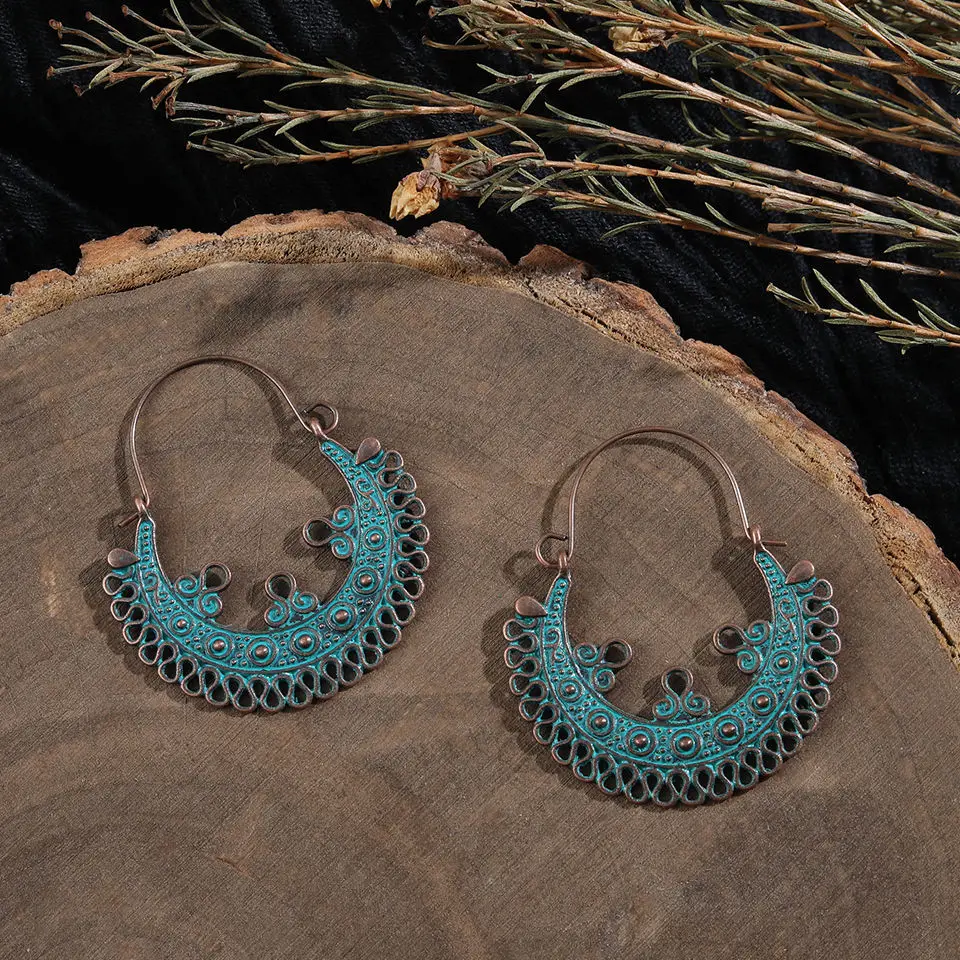 Винтажные этнические антикварные медные бронзовые Висячие серьги для женщин 2019