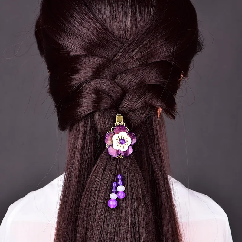 Модная цветная заколка для волос с глазурью Винтажная ханьфу династии Тан