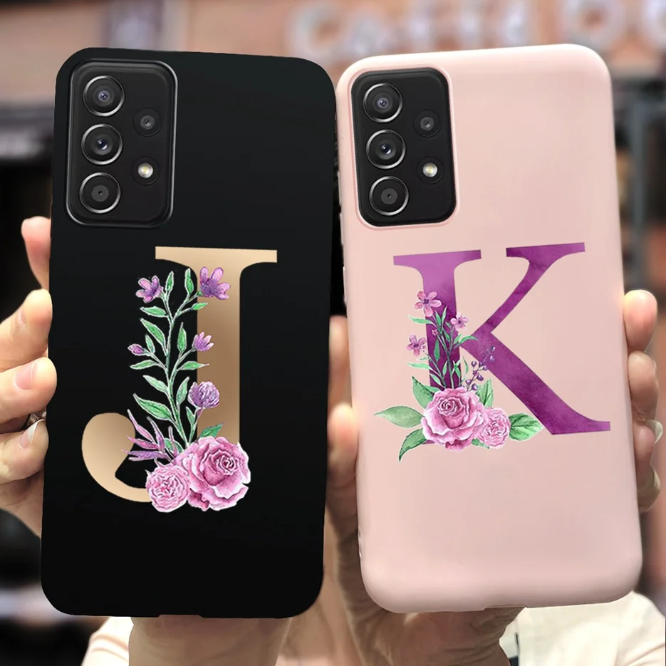 Чехол для Samsung Galaxy A32, A52, A72, Искусственный Мягкий силиконовый чехол с милыми буквами для Samsung A32, A52, A 32, 52, 72, A725F, чехлы для телефонов, бампер