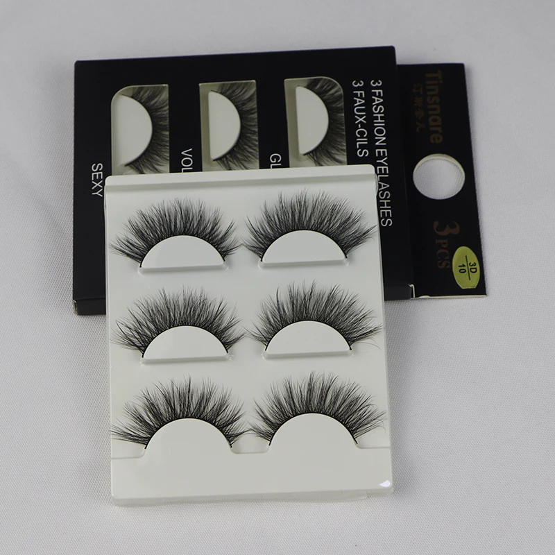 3 пары норковые ресницы натуральные накладные для глаз макияж ручная работа 3d