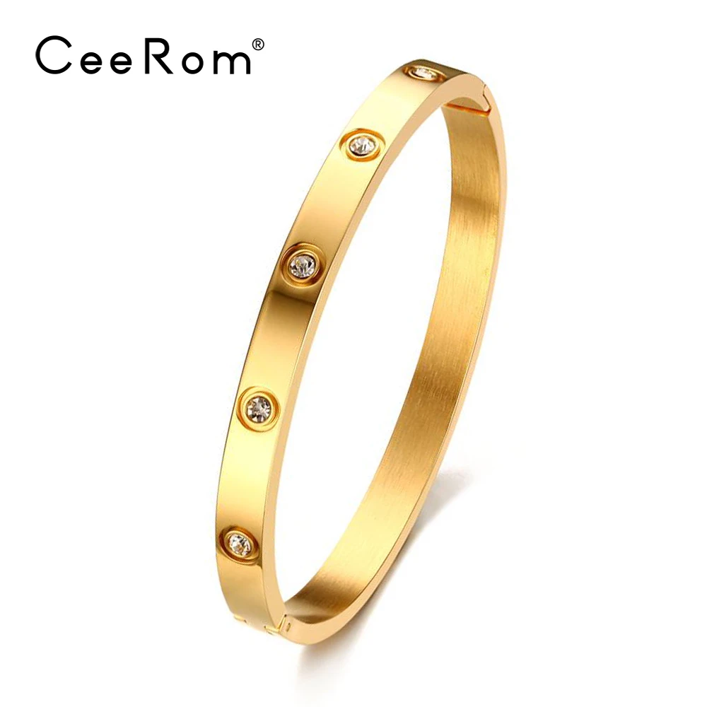 Женские Классические круглые браслеты манжеты CeeRom хрустальные аксессуары из