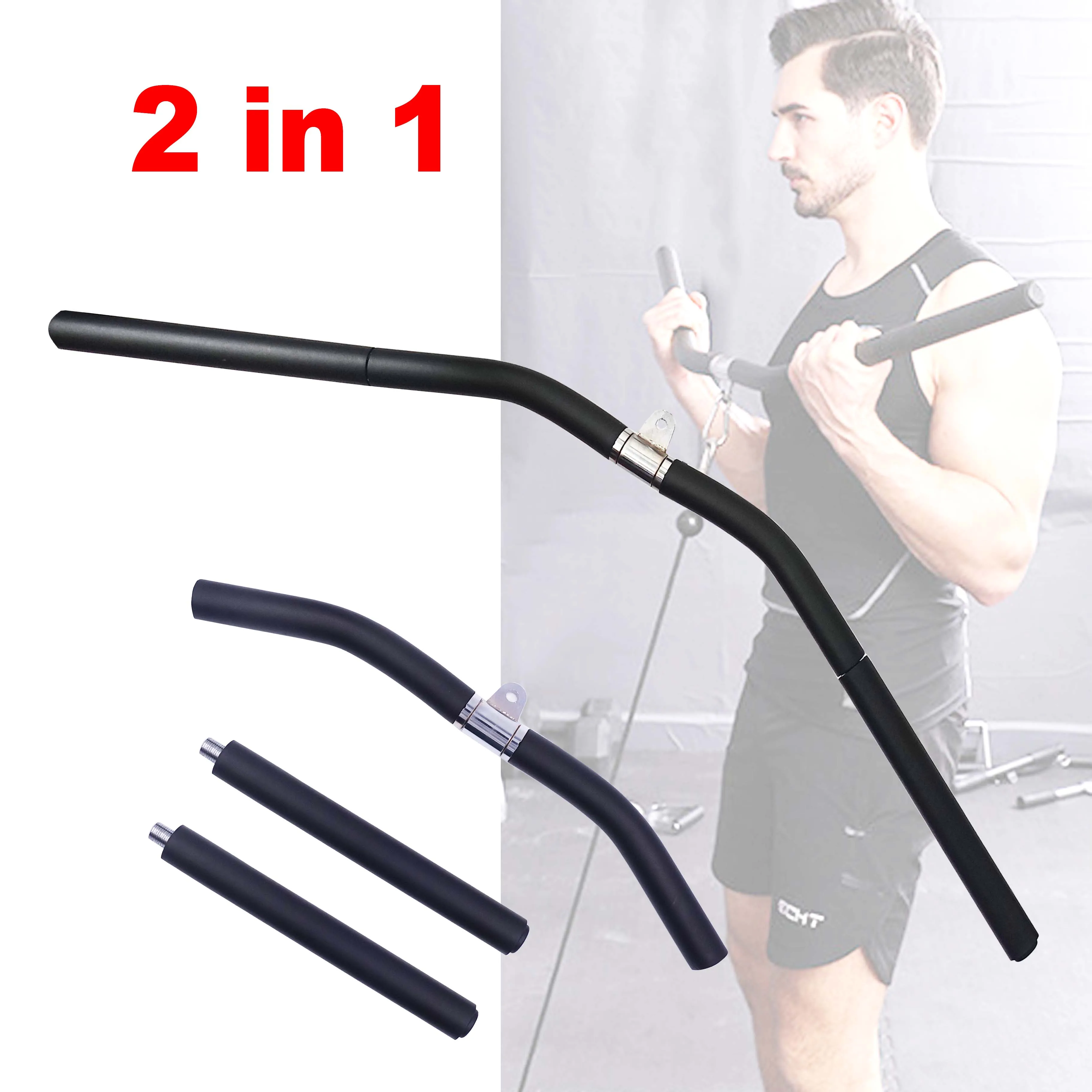 

Fitness Rotation LAT Pull Down Curl Bar Tricep Back Muscles Strength Workout for Cable Machine Attachment Rowing Training Handle