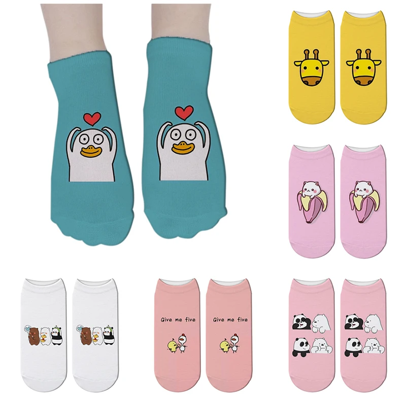 

Cute Duck Print Women Cotton Socks Fashion Funny Cartoon Animal Short Socks For Female Creativity Harajuku Girls Low Ankle Socks