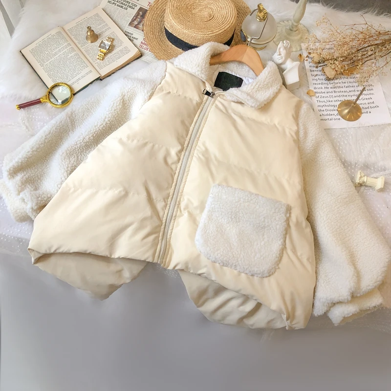 

Sweet Cute Duck Pattern Soft Sister Cotton Clothes Female Japanese Oversize plush Splicing Winter Thicken Jacket Women Overcoat