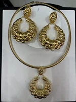 african jewelry set fashion dubai wedding earrings pendant necklace for bridal design 24k gold plated nigerian accessory