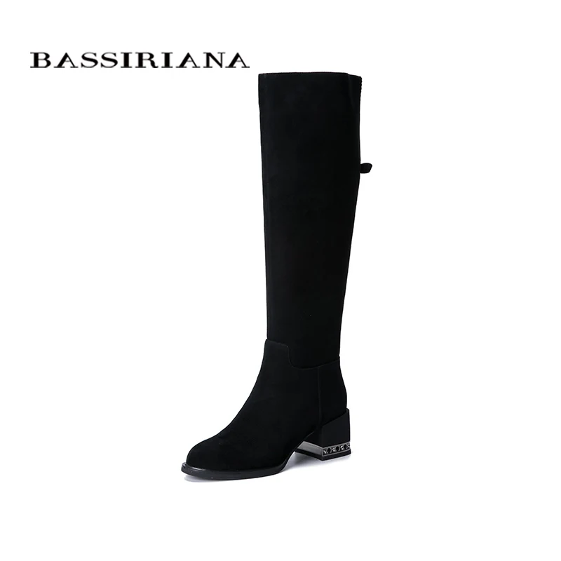 BASSIRIANA 2019 новые зимние женские туфли с замшей кожаные сапоги резиновые