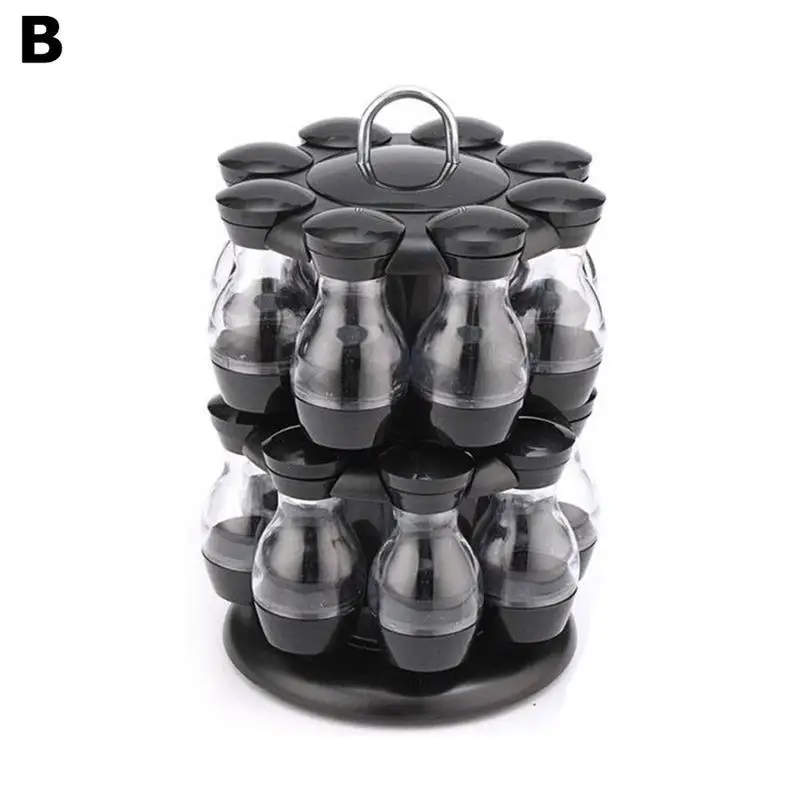 

8/16Pcs Rotating Cruet Condiment Seasoning Jars Spices Bottles Storage Shakers Holder Kitchen Salt Sprays Organizer Pepper