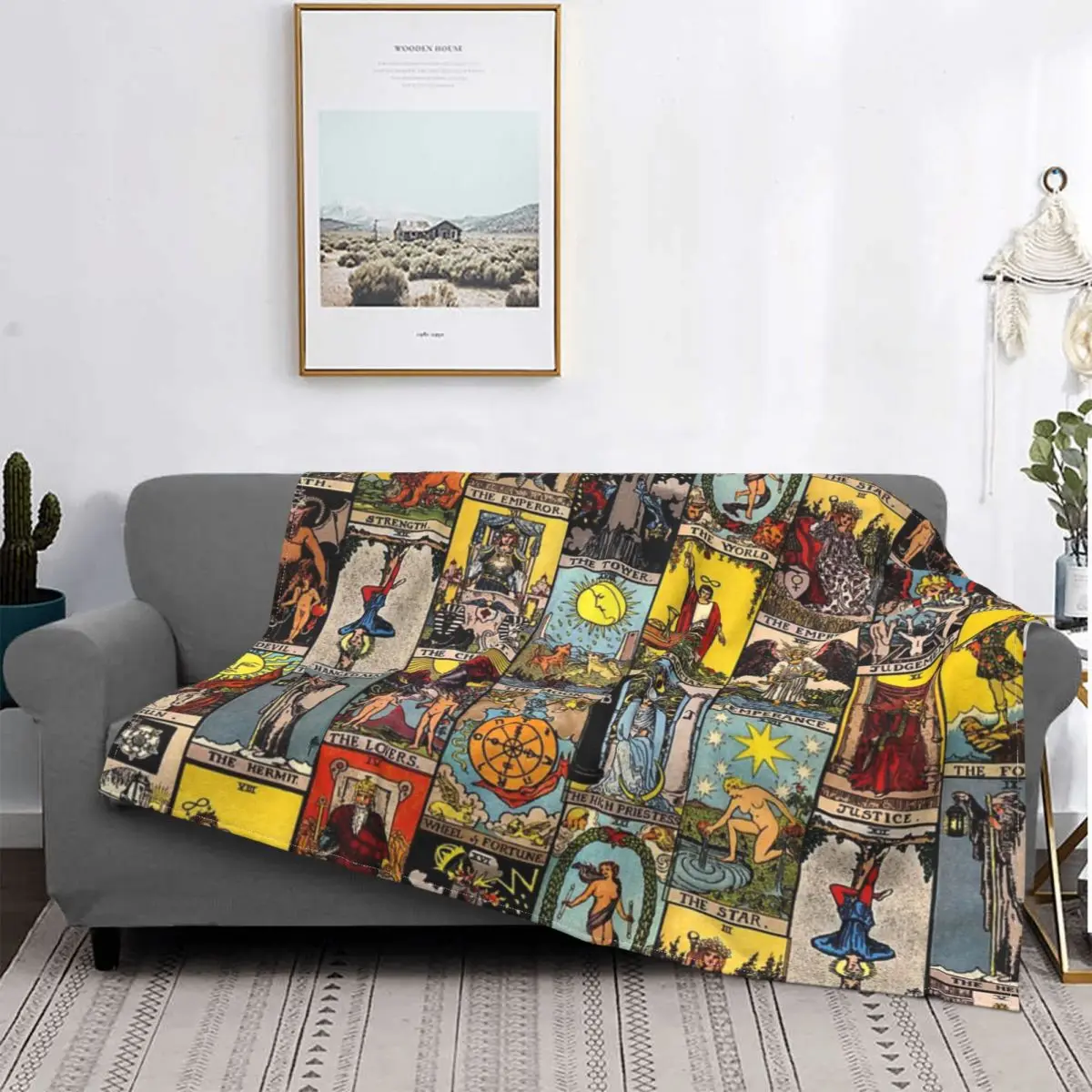 

Manta de Tarot de The Major arcanas, colcha para cama a cuadros, manta de muselina a cuadros de verano, colcha para cama