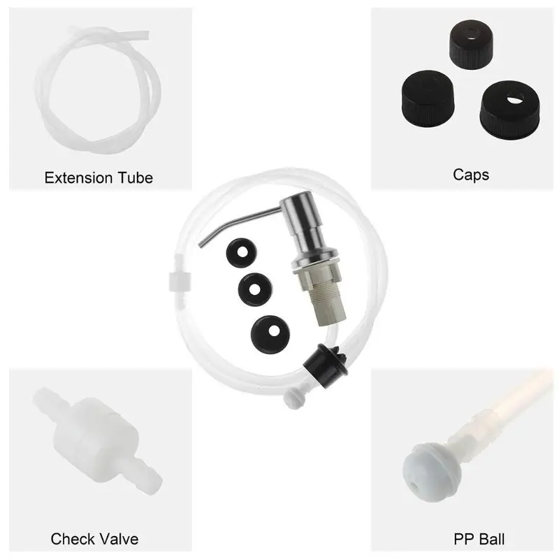 

Liquid Soap Dispenser Built-in Lotion Pump Extension Tube for Home Bathroom Kitchen Sink Use Supplies Stainless Steel 1Set