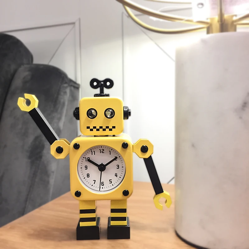 Прикроватные милые Мультяшные роботы детский будильник настольные часы