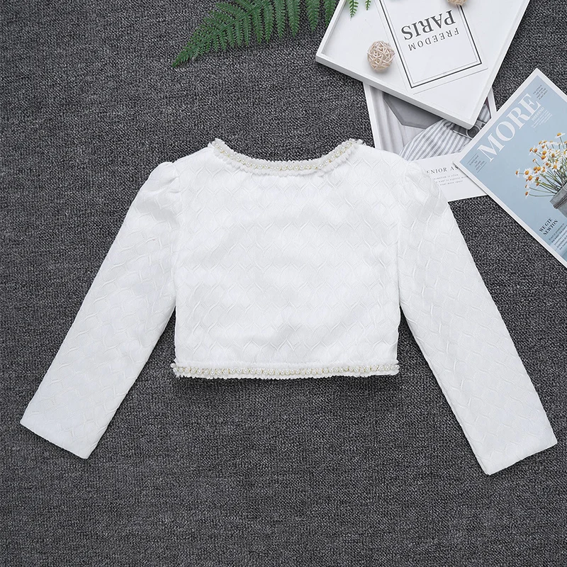 Женский короткий топ для балета белый кружевной болеро с длинными рукавами и