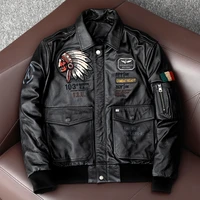leather jacket men bomber skull jacket black slim natural cowhide genuine leather man motorcycle jackets winter 2021 mens coat