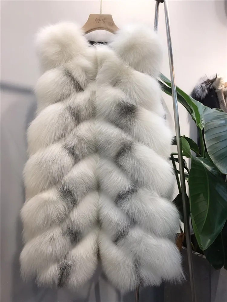 Enlarge Finland Import Fox Fur Vest For Women Long Real Cross Fox sleeveless waistcoat