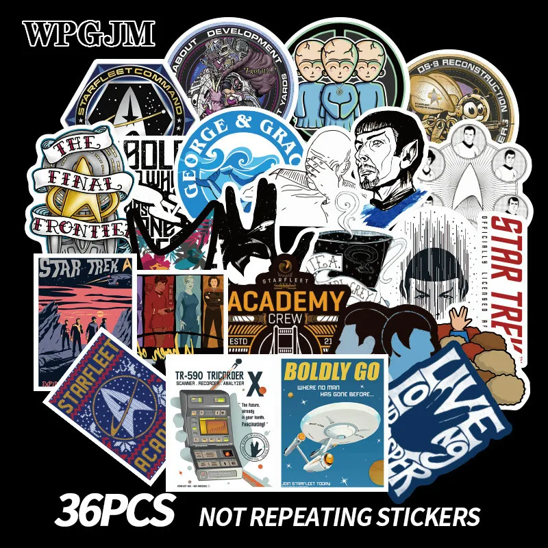 36 шт Звездный путь космический мультфильм Граффити стикер дорожная коробка