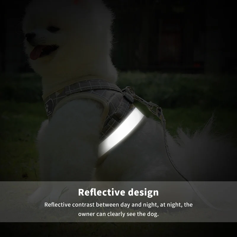 

Dog Harness with Leash Adjustable Vest Walking Supplies Soft Breathable Plaid Collar Dog Accessories for Small Medidum Large Dog