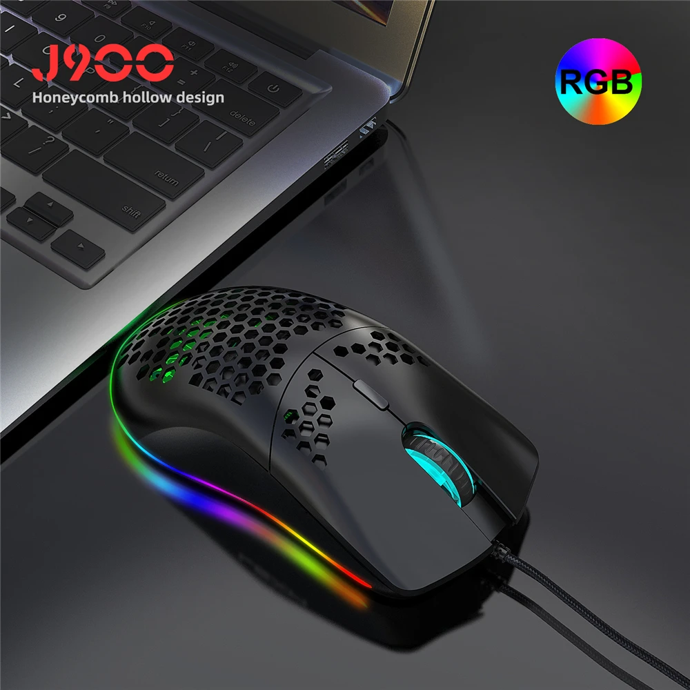 

HXSJ J900 USB Wired Gaming Mouse RGB Gamer Mouses With Six Adjustable DPI Honeycomb Hollow Ergonomic Design For Desktop Laptop