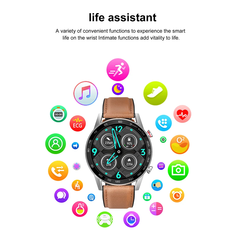 

DT95 Smart Watch IP68 Bluetooth Call Waterproof ECG Heat Rate 360 x 360 Alarm Sleep Smartwatch for Business Sports