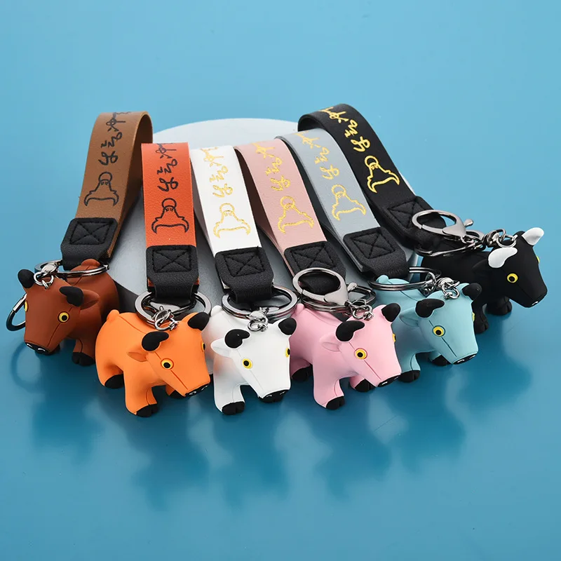 

Fashion Doll rich cow Keychain PU Leather Cow Keychains for Women Bag Jewelry Trinket Men's Car Key Ring Key Chain Pendant