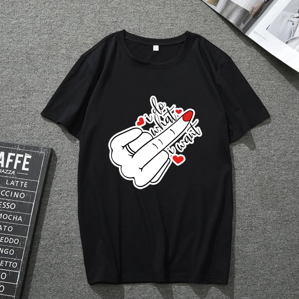 

Fashion T-shirt Men and Women Black Round Neck Trend Harajuku Classic Art Gesture Pattern Printing Soft Breathable Top