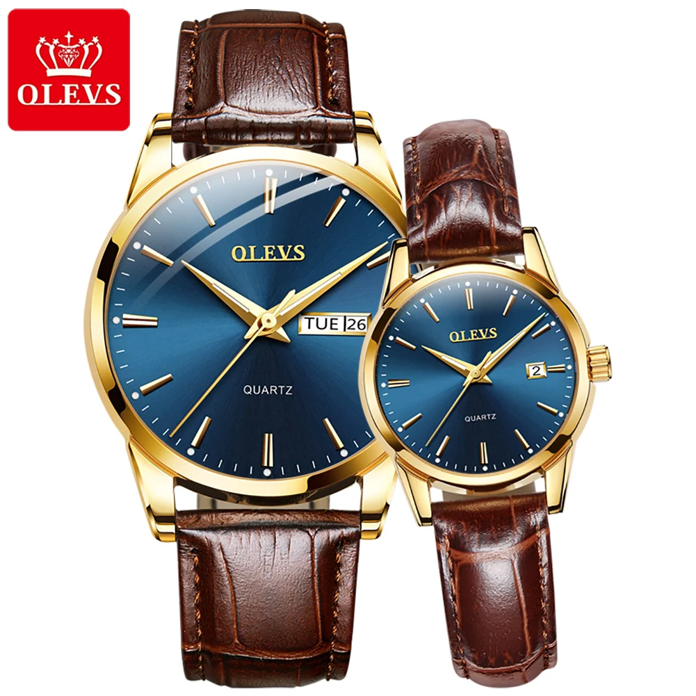 

OLEVS luxury brand couple quartz waterproof stainless steel strap men and women watches couple gifts