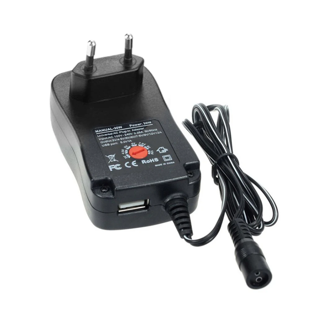 

30W DC 5V Universal Power Adapter Multi Voltage 6v 7.5v 9v 12v Transformer Electric Adapter Converter Cable Plugs Power Supply