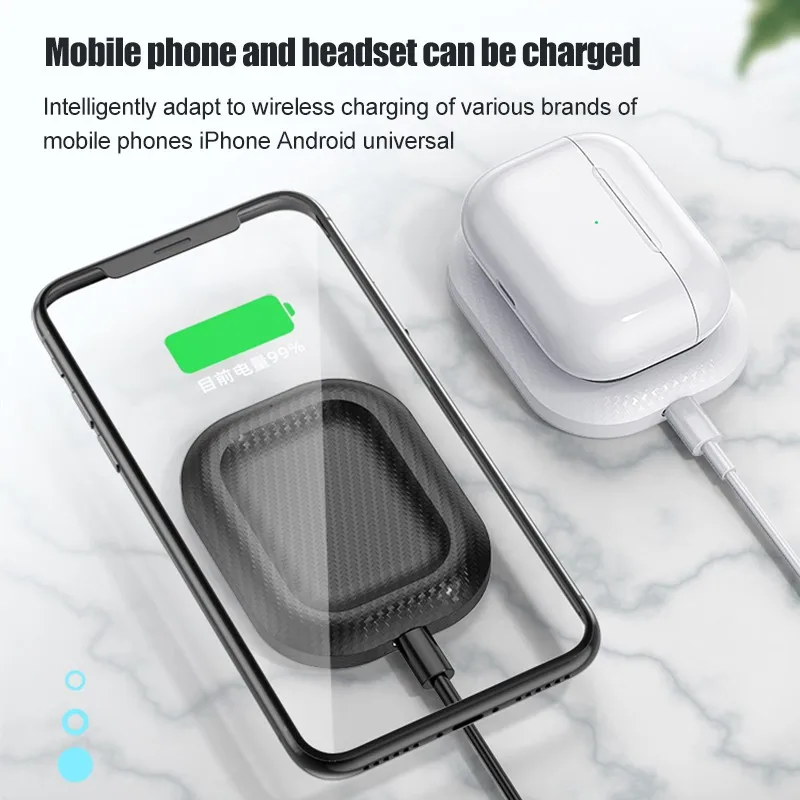 Беспроводное зарядное устройство 2 в 1 QI для Airpods AirPods Pro iPhone12 Huawei Samsung s10 Xiaomi