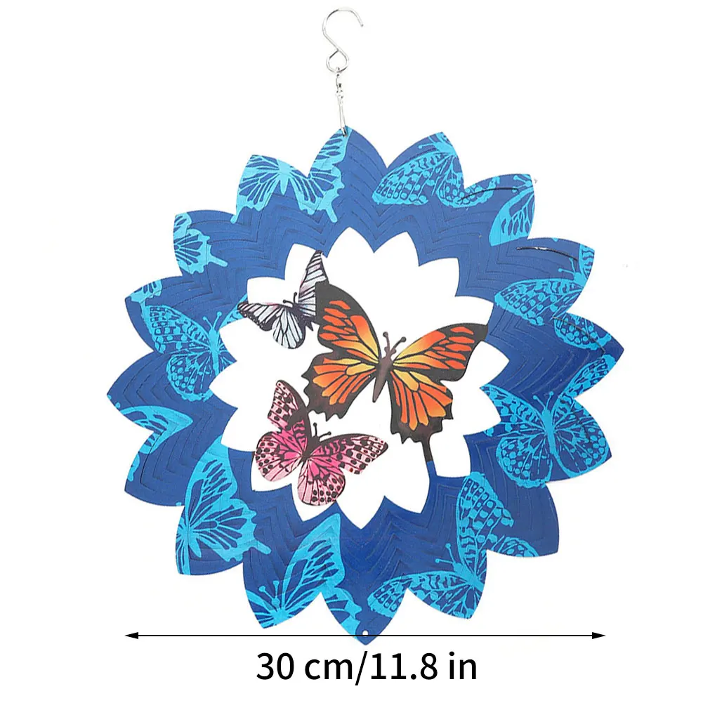 

3D Stainless Steel Metal Butterfly Geometric Pattern Wind Chime-Hanging Wind Spinner Terrace Garden Fashionable Ornament Gift