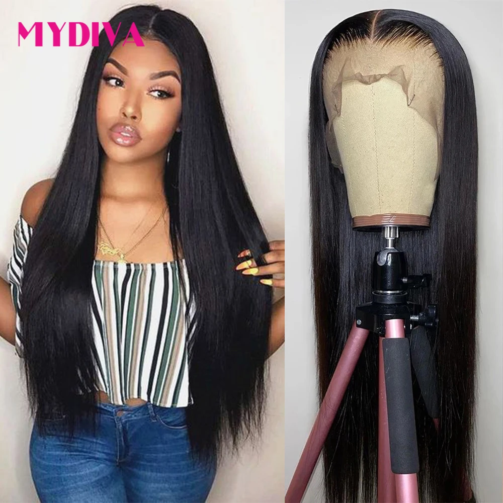 

13x1 13x4 Lace Front Human Hair Wigs For Women Brazilian Straight Human Hair Pre plucked Lace Frontal Wigs Remy Lace Wigs Mydiva