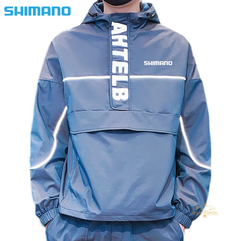 

Весенне-осенний тонкий рыболовный костюм Shimano, ветрозащитная и водонепроницаемая куртка с капюшоном и полумолнией, одежда для рыбалки
