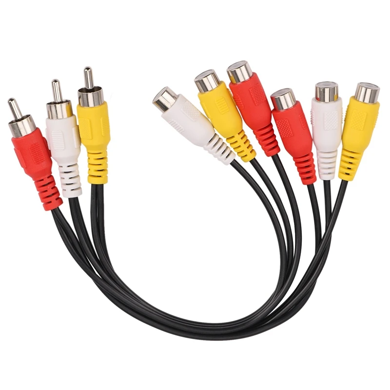 Сетевой удлинитель 1 шт. переходник с 3 RCA папа на 6 мама для ТВ DVD и RJ45 |