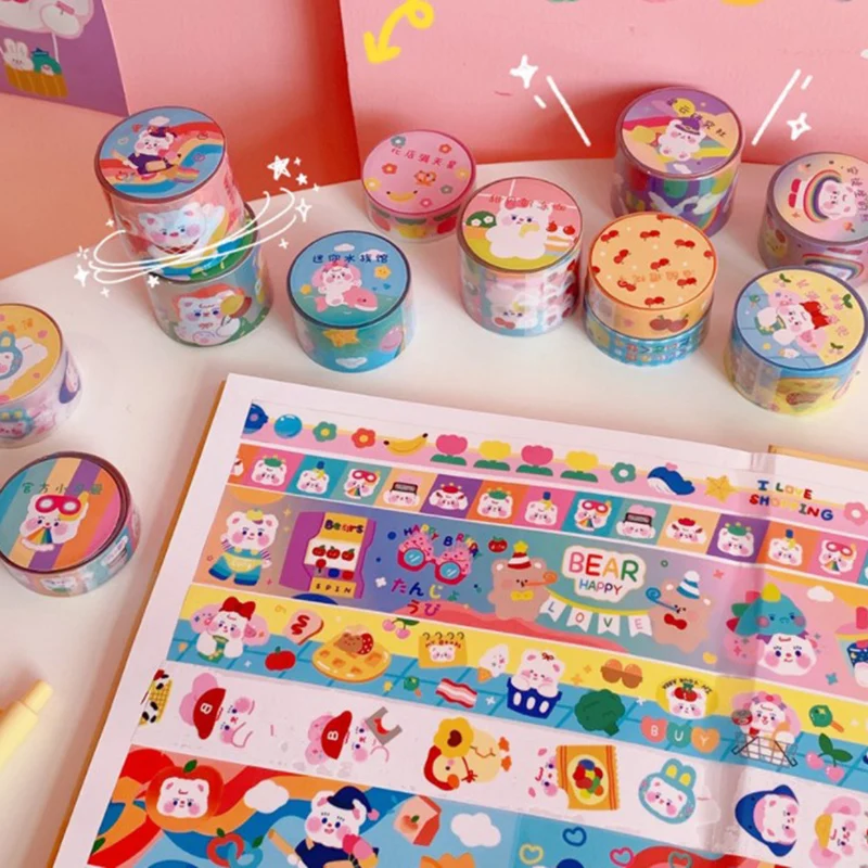 

1pc Cartoon Cute Cream Bear Creative Tape Sealing Sticker Student