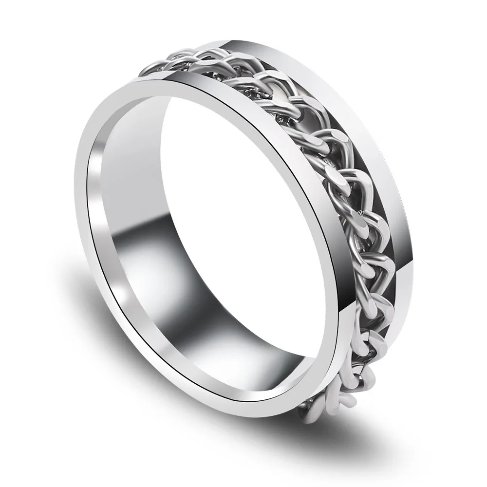 

MOFLO Men's Stainless Steel Chain Rotating Ring Jewelry Open Beer Bottle Ring Colorful Design