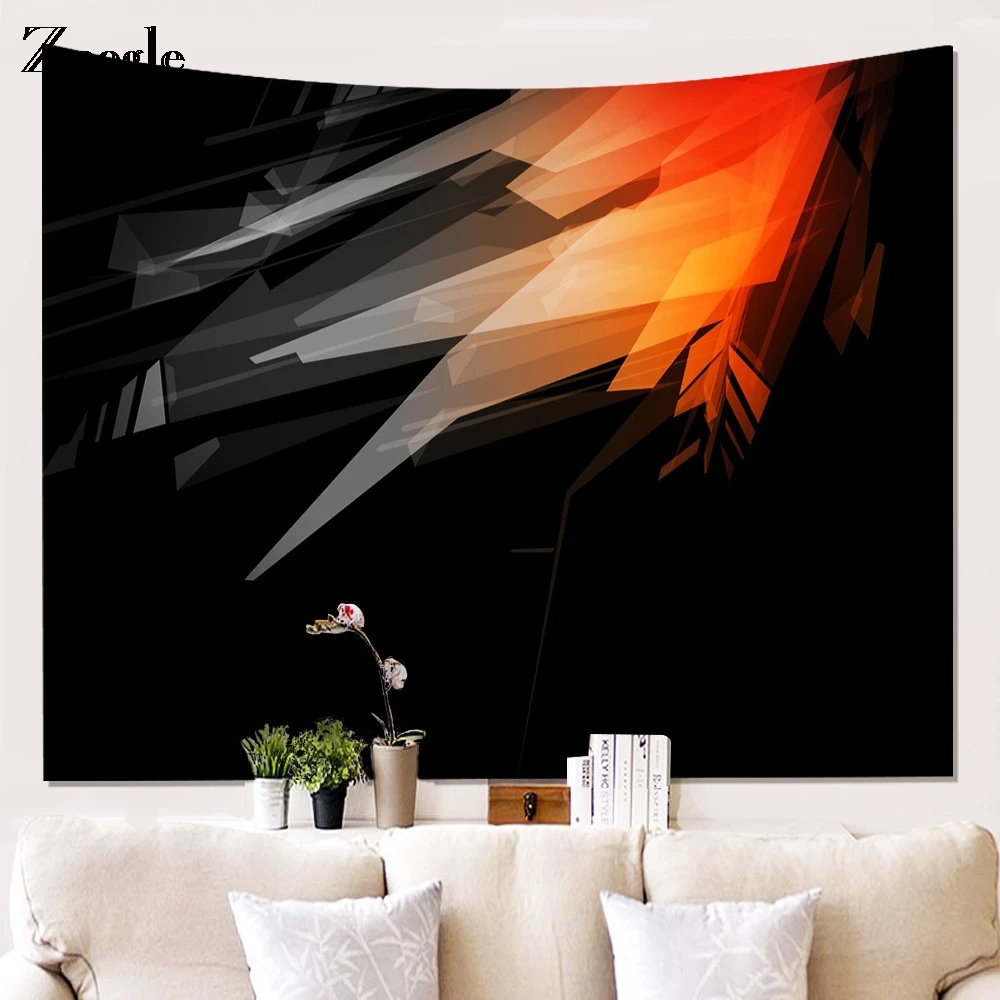 

Zeegle Modern Home Decor Simple Geometric Tapestry Orange Lattice Mandala Wall Hanging Decoration For Office