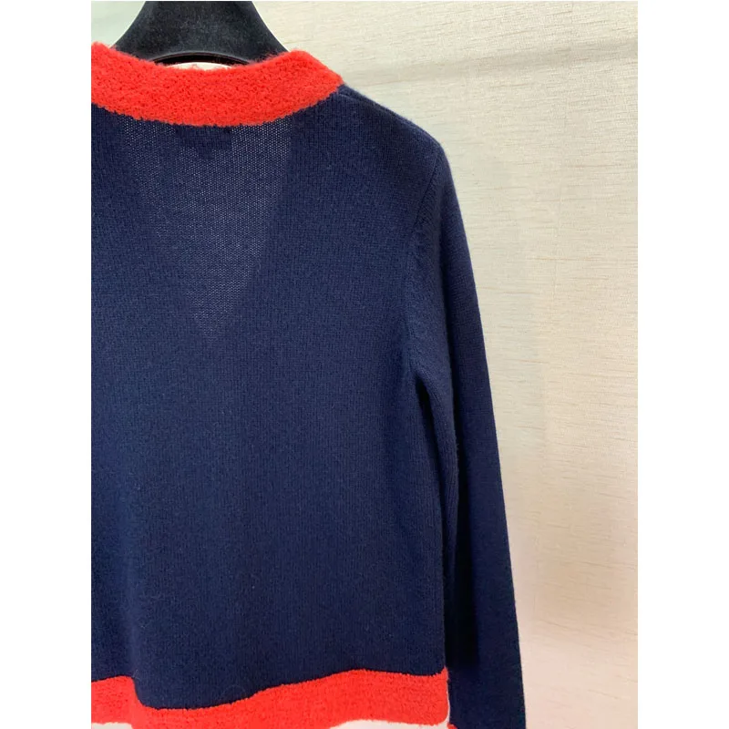 2019 autumn new COCO fashion track clothing female temperament wool blend cardigan |