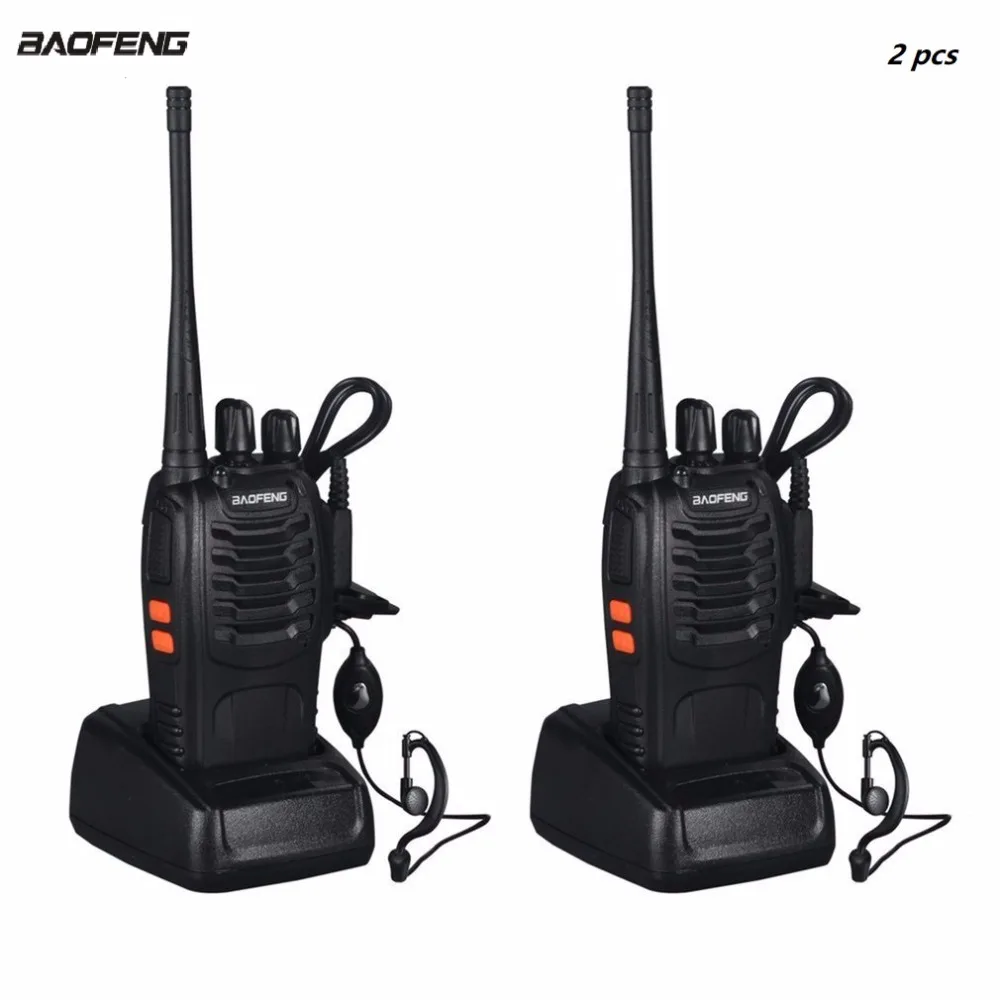 BF-888S 2 PCS VHF/UHF portable FM Transceiver Rechargeable Walkie talkie Two Senses 5W 2-way ham radio comunicador EUplu