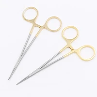 gold handle stainless steel microscopic hemostatic forceps plastic double eyelid surgery tool straight elbow medical vascular fo